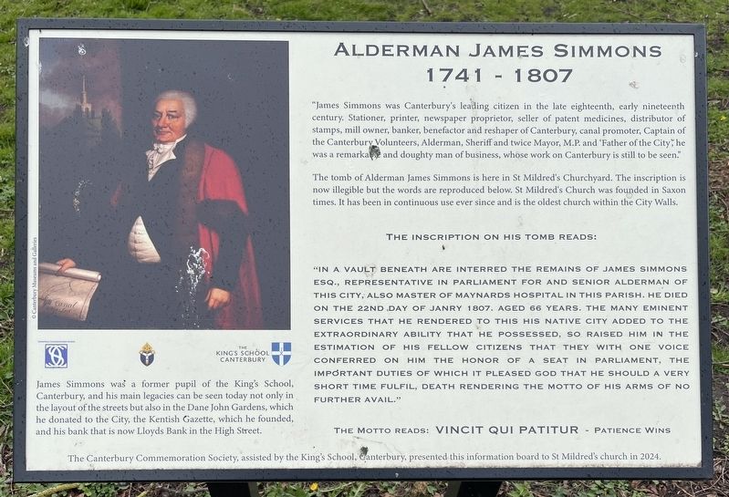 Alderman James Simmons Marker image. Click for full size.