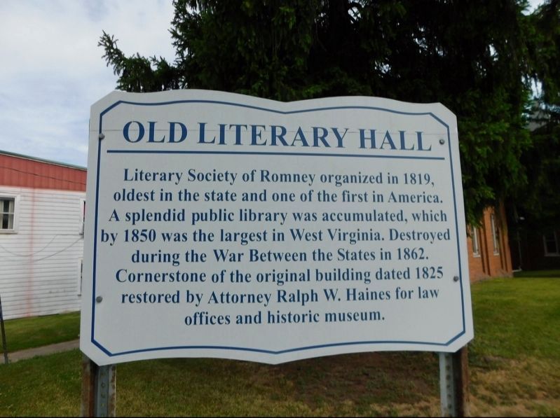 Old Literary Hall Marker. Click for full size. Old Literary Hall Marker image. Click for full size.