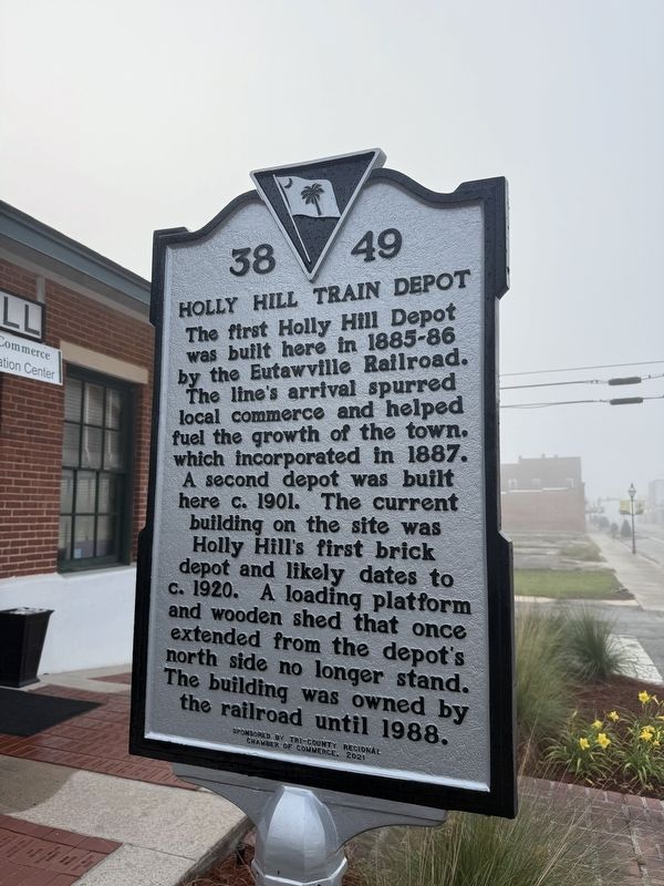 Holly Hill Train Depot side of the marker. Click for full size. Holly Hill Train Depot side of the marker image. Click for full size.