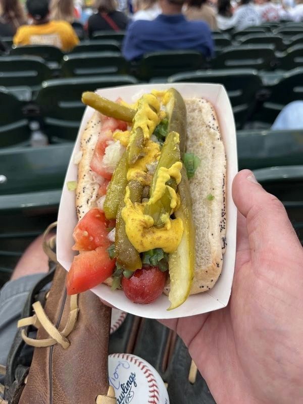 Chicago-style hot dog image. Click for full size.