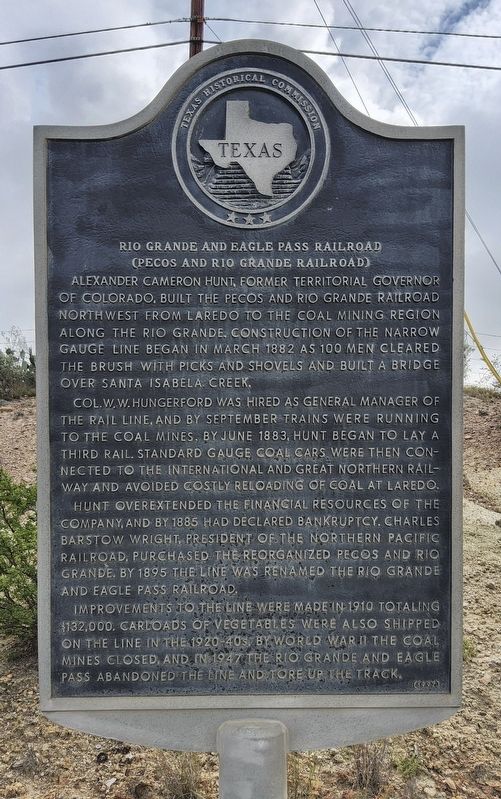 Rio Grande and Eagle Pass Railroad Marker. Click for full size. Rio Grande and Eagle Pass Railroad Marker image. Click for full size.