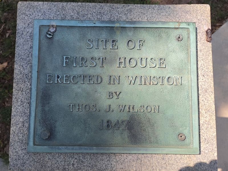 Closeup overhead of Site of First House Erected in Winston Marker image. Click for full size.