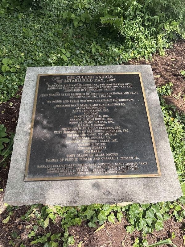 Dedication plaque for the column garden. Click for full size. Dedication plaque for the column garden image. Click for full size.