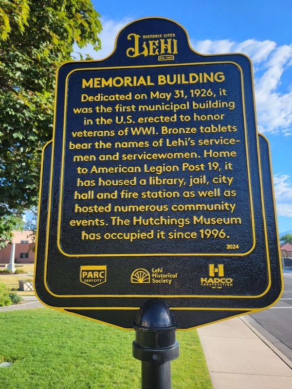 Memorial Building Marker. Click for full size. Memorial Building Marker image. Click for full size.