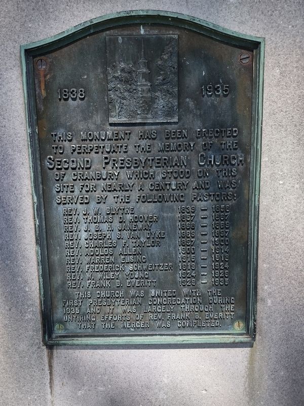 Second Presbyterian Church of Cranbury Marker image. Click for full size.