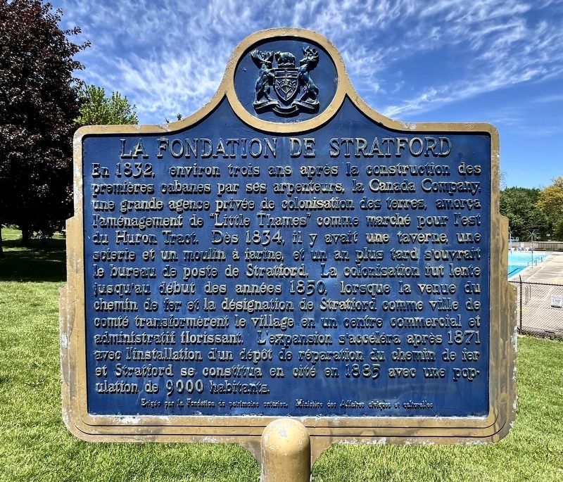 La Fondation de Stratford side of marker image. Click for full size.