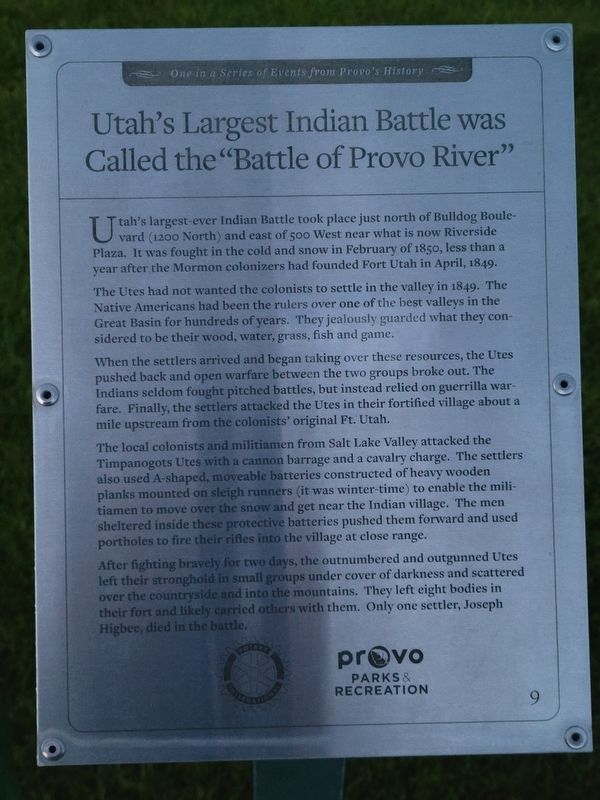 Utah's Largest Indian Battle Marker image. Click for full size.