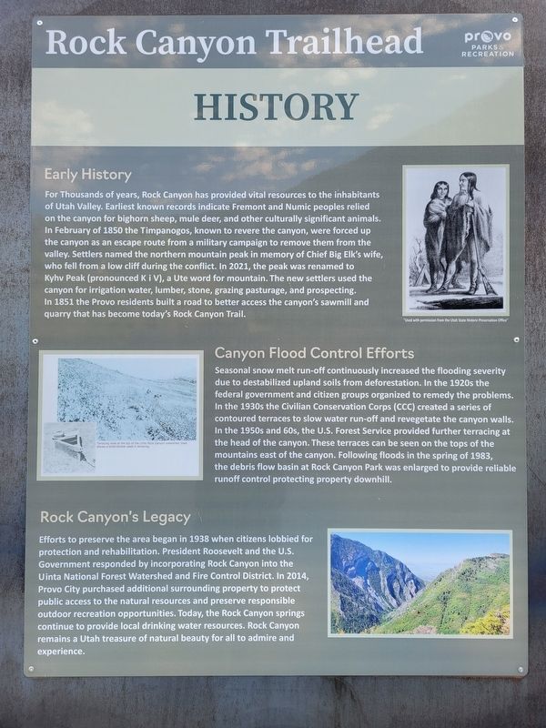 Rock Canyon Trailhead History Marker image. Click for full size.