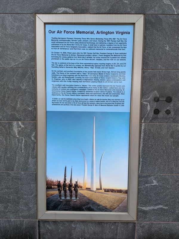 Our Air Force Memorial, Arlington Virginia Marker image. Click for full size.