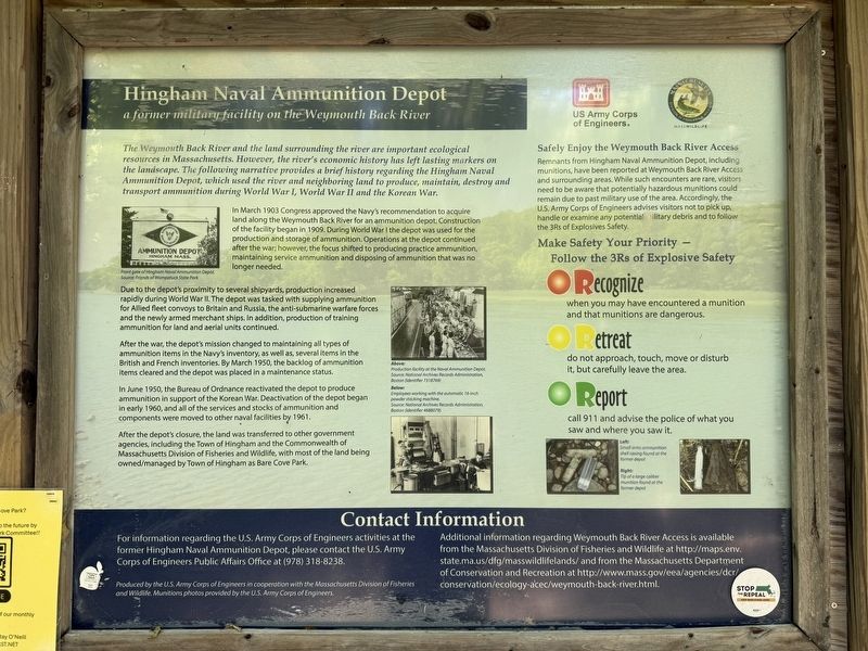 Hingham Naval Ammunition Depot Marker image. Click for full size.