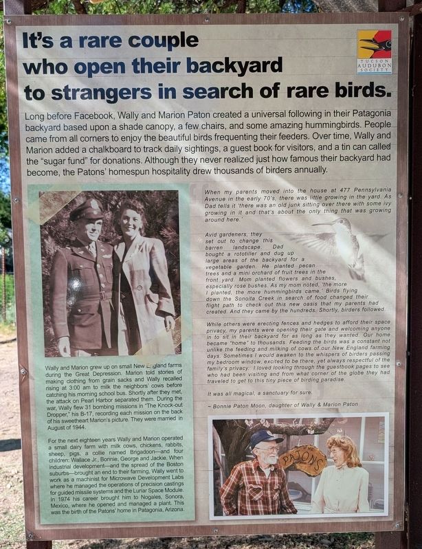 It's a rare couple who open their backyard to strangers in search of rare birds. Marker. Click for full size. It's a rare couple who open their backyard to strangers in search of rare birds. Marker image. Click for full size.