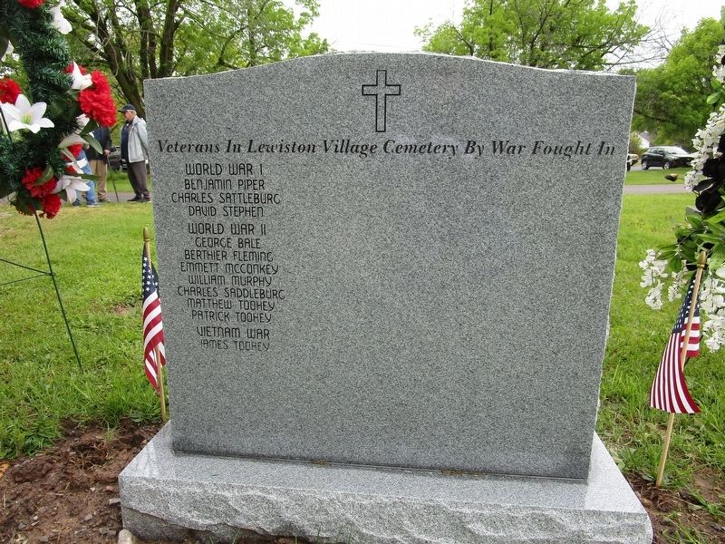 Veterans in Lewiston Village Cemetery By War Fought In Marker image. Click for full size.