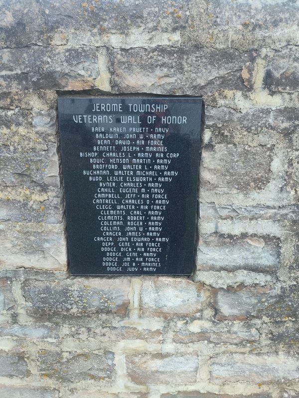Jerome Township Veterans Wall of Honor Marker. Click for full size. Jerome Township Veterans Wall of Honor Marker image. Click for full size.