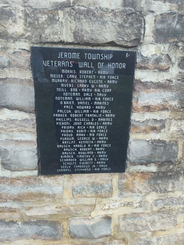 Jerome Township Veterans Wall of Honor Marker. Click for full size. Jerome Township Veterans Wall of Honor Marker image. Click for full size.