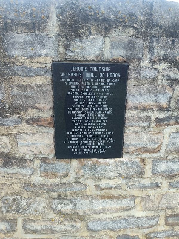 Jerome Township Veterans Wall of Honor Marker. Click for full size. Jerome Township Veterans Wall of Honor Marker image. Click for full size.