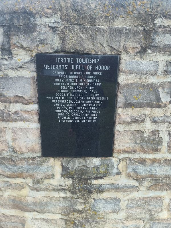 Jerome Township Veterans Wall of Honor Marker. Click for full size. Jerome Township Veterans Wall of Honor Marker image. Click for full size.