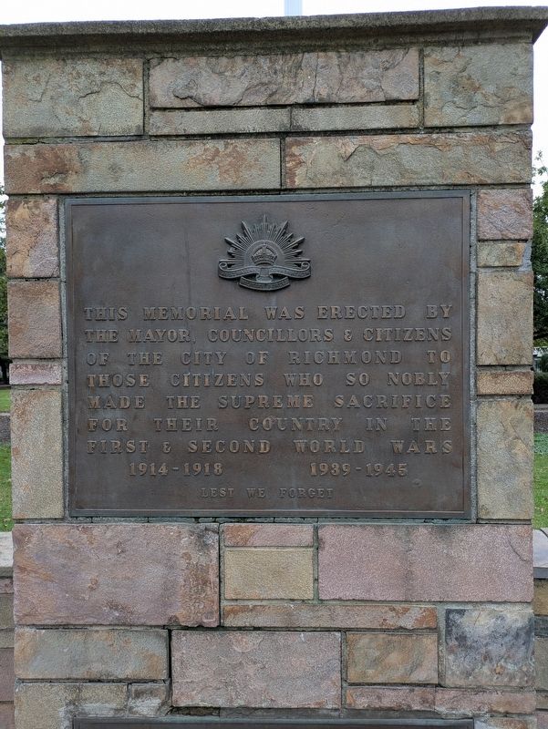 Richmond War Memorial Marker. Click for full size. Richmond War Memorial Marker image. Click for full size.