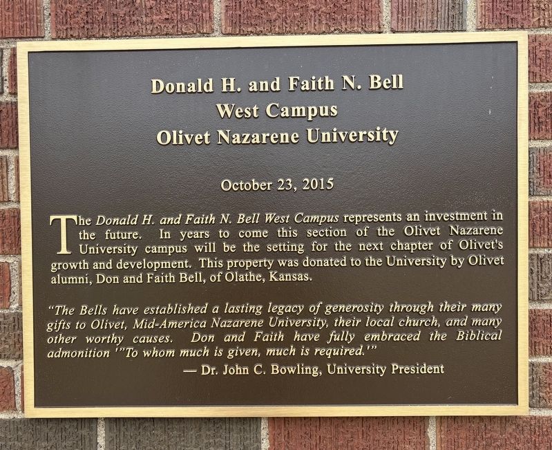 Donald H. and Faith N. Bell West Campus Marker image. Click for full size.