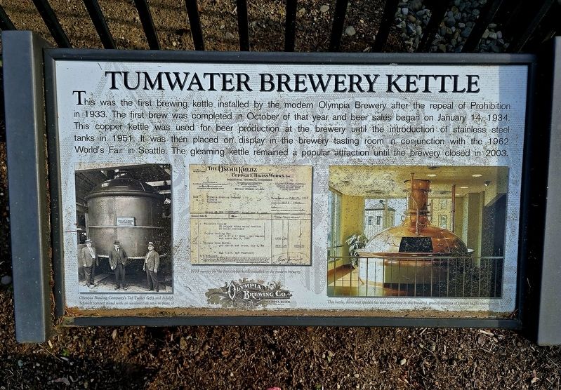 Tumwater Brewery Kettle Marker. Click for full size. Tumwater Brewery Kettle Marker image. Click for full size.