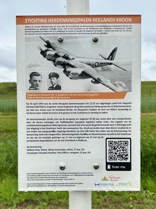 Vliegtuigcrash Mosquito Mk. IV DZ386 Herdenking / Mosquito Mk. IV DZ386 Crash Memorial Marker image. Click for full size.