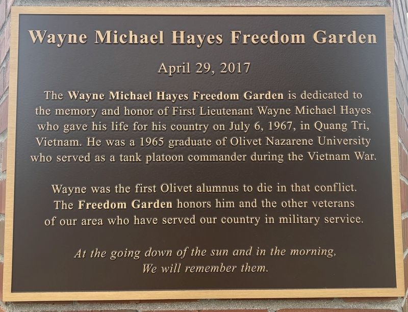 Wayne Michael Hayes Freedom Garden Marker image. Click for full size.
