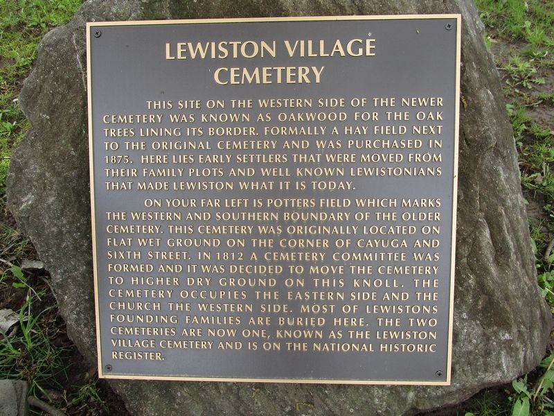 Lewiston Village Cemetery Marker image. Click for full size.