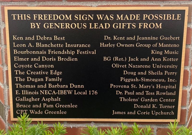 Freedom Sign donors image. Click for full size.