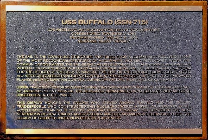USS Buffalo (SSN-715) Marker. Click for full size. USS Buffalo (SSN-715) Marker image. Click for full size.