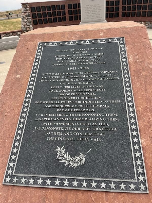 State of Wyoming WWII Memorial image. Click for full size.