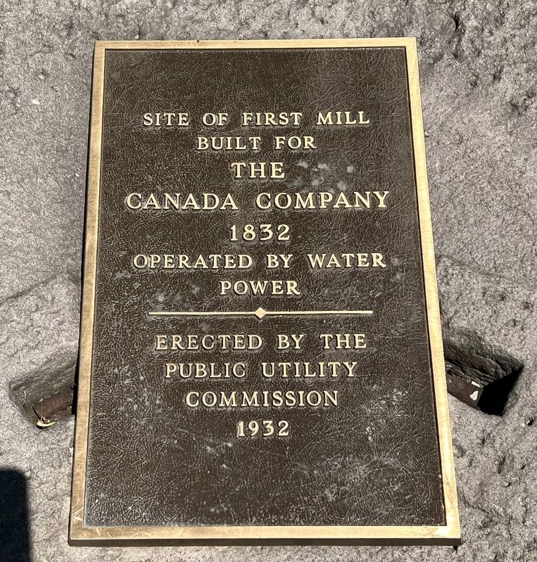 Site of First Canada Company Mill Marker. Click for full size. Site of First Canada Company Mill Marker image. Click for full size.