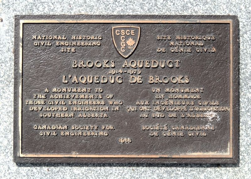 Brooks Aqueduct / L'Aqueduc de Brooks Marker. Click for full size. Brooks Aqueduct / L'Aqueduc de Brooks Marker image. Click for full size.