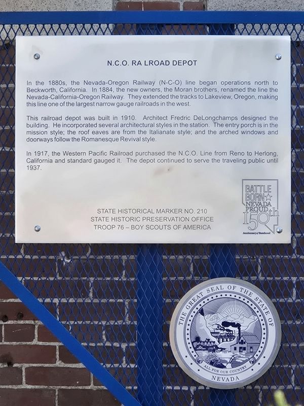 N.C.O. Railroad Depot Marker. Click for full size. N.C.O. Railroad Depot Marker image. Click for full size.