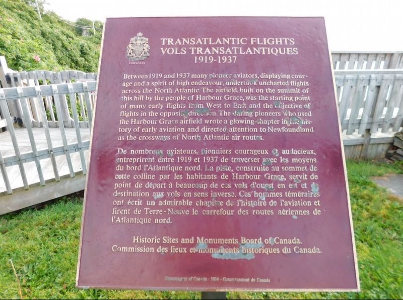Transatlantic Flights / Vols Transatlantiques Marker. Click for full size. Transatlantic Flights / Vols Transatlantiques Marker image. Click for full size.