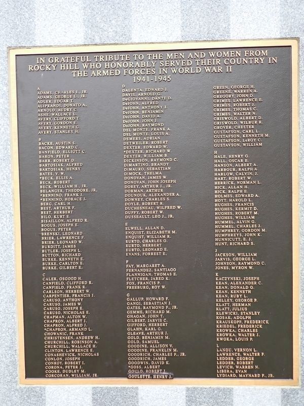 Rocky Hill World War II Monument. Click for full size. Rocky Hill World War II Monument image. Click for full size.