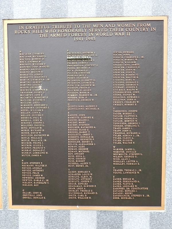 Rocky Hill World War II Monument. Click for full size. Rocky Hill World War II Monument image. Click for full size.