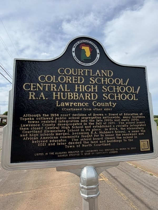 Courtland Colored School Marker, Side Two. Click for full size. Courtland Colored School Marker, Side Two image. Click for full size.