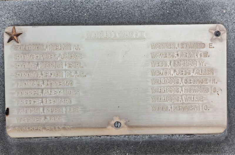 World War II Names. Click for full size. World War II Names image. Click for full size.