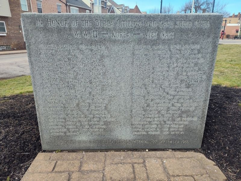 Berea Veterans Honor Roll Marker image. Click for full size.