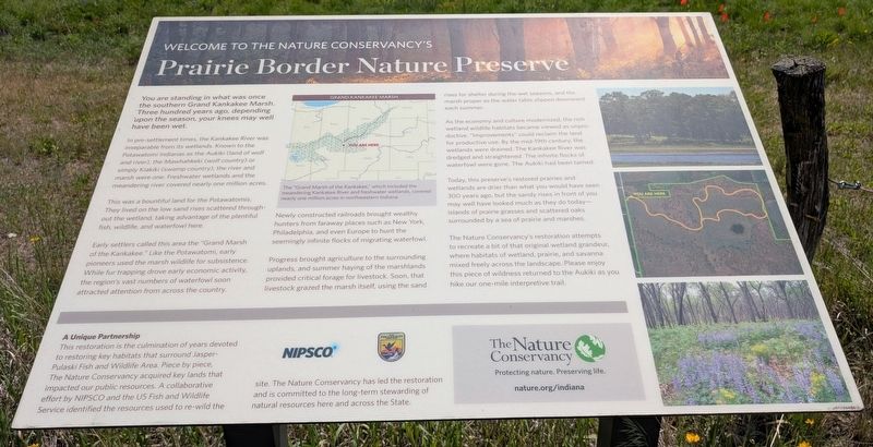 Welcome to the Nature Conservancy's Prairie Border Nature Preserve Marker image. Click for full size.