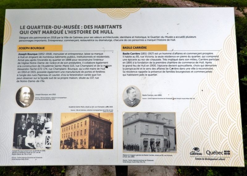 Le Quartier-du-Musée : Des habitants qui ont marqué l'histoire de Hull Marker. Click for full size. Le Quartier-du-Musée : Des habitants qui ont marqué l'histoire de Hull Marker image. Click for full size.