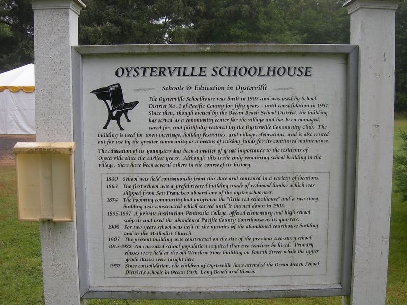 Oysterville Schoolhouse Marker image. Click for full size.