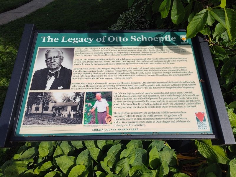 The Legacy of Otto Schoepfle Marker image. Click for full size.