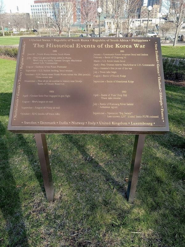 The Historical Events of the Korea War Marker on the Minnesota Capitol Mall. Click for full size. The Historical Events of the Korea War Marker on the Minnesota Capitol Mall image. Click for full size.