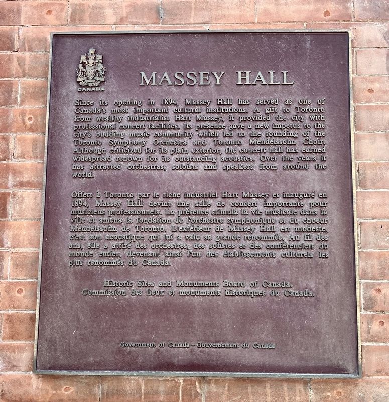 Massey Hall Marker image. Click for full size.