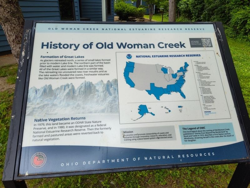 History of Old Woman Creek Marker image. Click for full size.