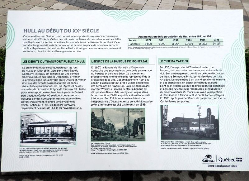 Hull au début du XX<sup>e</sup> siècle Marker. Click for full size. Hull au début du XX<sup>e</sup> siècle Marker image. Click for full size.