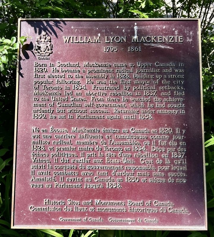 William Lyon MacKenzie Marker image. Click for full size.