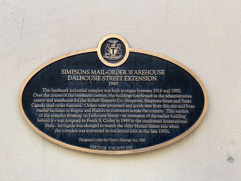 Simpsons Mail-Order Warehouse Dalhousie Street Extension Marker image. Click for full size.
