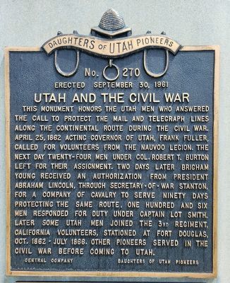 Utah and the Civil War Marker image. Click for full size.