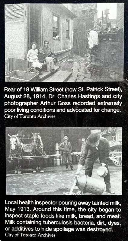 Public Health in Toronto marker photos and captions detail (left) image. Click for full size.